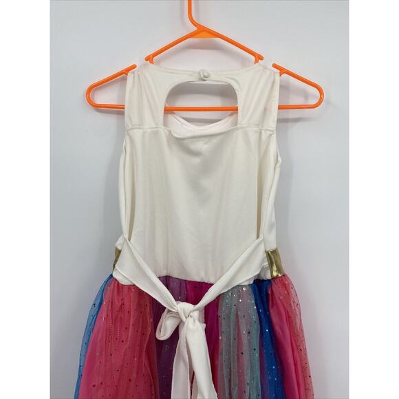 Girls Round Neck Sleeveless Tie Back Unicorn Tank Tutu Dress Multicolor Size XL - Picture 4 of 9